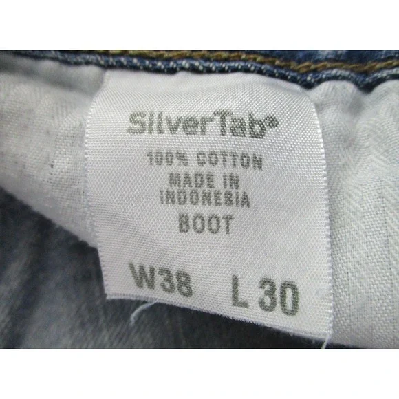 Vintage Levis SilverTab Jeans Mens‎ 38x29 Blue Bootcut Distressed Denim 90s Y2K